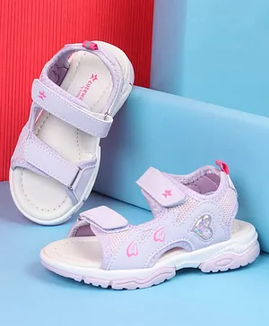 Cute Walk by Babyhug Velcro Closure Sandals
                      With Heart Print - Purple