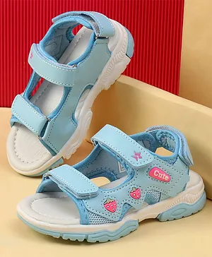 Cute Walk by Babyhug Velcro Closure Sandals
                      With Strawberry Applique - Blue