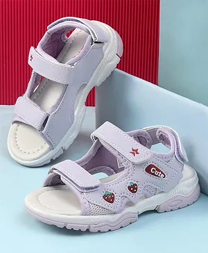 Cute Walk by Babyhug Velcro Closure Sandals
                      With Strawberry Applique - Purple