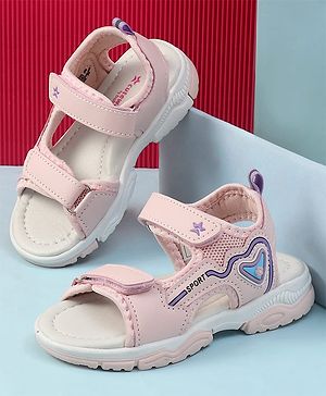 Cute Walk by Babyhug Velcro Closure Sandals With Floral Applique - Pink