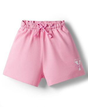 Babyhug Terry Knit Mid Thigh Length Shorts with New York Print - Pink
