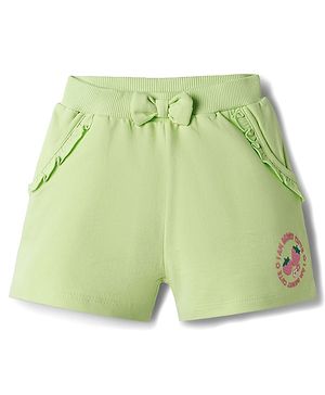 Babyhug Terry Knit Mid Thigh Shorts with Strawberry Print - Limegreen