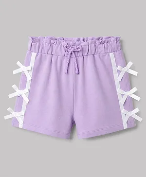 Babyhug Terry Knit Mid Thigh Solid
                              Shorts With Bow Applique - Lavender