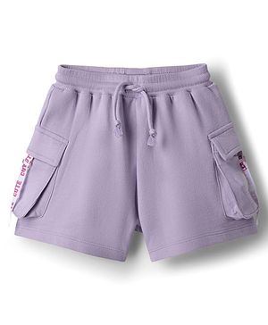 Babyhug Terry Knit Mid Thigh Solid Shorts - Lavender