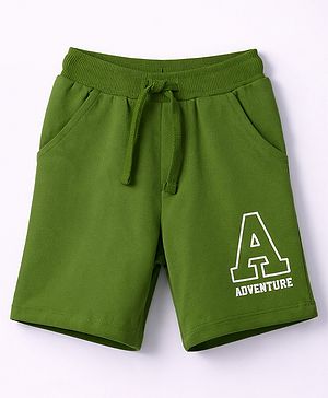 Babyhug Terry Knit Mid Thigh Shorts with Adventure Print - Green