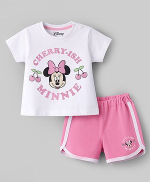 Babyhug Disney Single Jersey Knit T-Shirt & Shorts Night-Suit With Minnie Mouse Graphics - Multicolor