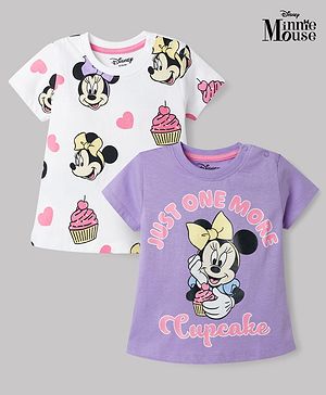 Babyhug Disney Single Jersey Knit Half Sleeves T-Shirts with Minnie Mouse Graphic Pack of 2 - Multicolor