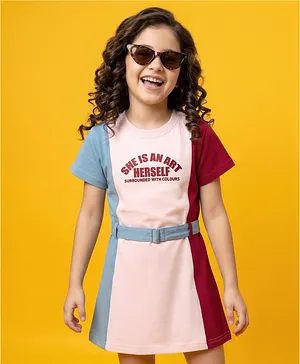 OLLINGTON ST. Looper Knit One
                                  Piece Dresses/Frocks Half Sleeves Cut
                                  & Sew Multi Color 3-4 Years