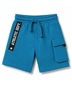 Babyhug Terry Knit Mid Thigh Shorts with Text Print - Blue