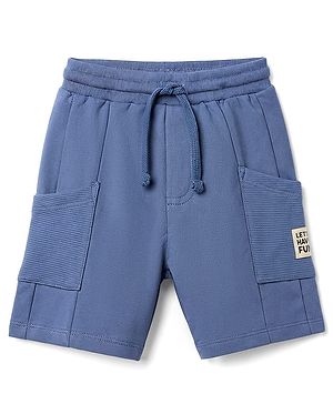 Babyhug Terry Knit Mid Thigh Solid Shorts With Pockets - Blue