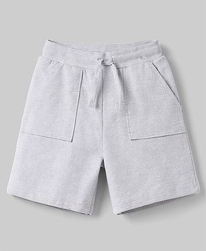 Babyhug Terry Knit Mid Thigh Length Solid Color Shorts with Pocket - White