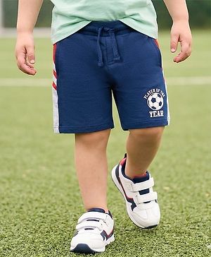 Babyhug Terry Knit Mid Thigh Length Cut & Sew Shorts with Sport Print - Multicolor