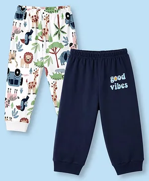 Ben Benny Interlock Knit Full Length
                              Jungle Theme & Text Printed Lounge
                              Pants Pack Of 2 - Multicolor