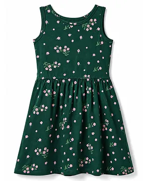 Pine Kids 100% Cotton Knit
                                  Sleeveless Floral Printed Frock -
                                  Multicolor