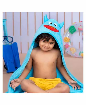 Rabitat Kids Hooded Towel Monster Design - Blue