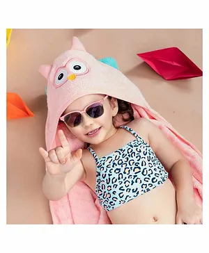 Rabitat Kids Hooded Towel Owl Design - Pink