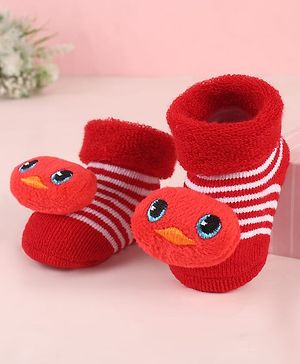Cute Walk by Babyhug Sock Shoes with Duck Applique - Red