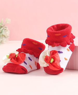 Cute Walk by Babyhug Sock Shoes With Floral Applique - Multicolour