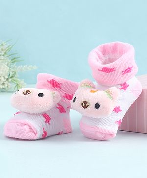 Cute Walk by Babyhug Socks Shoes With Animal Applique - Pink