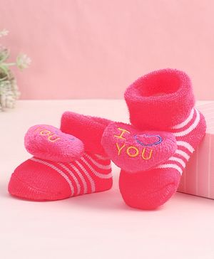 Cute Walk by Babyhug Socks Shoes With I Love You Applique - Multicolor