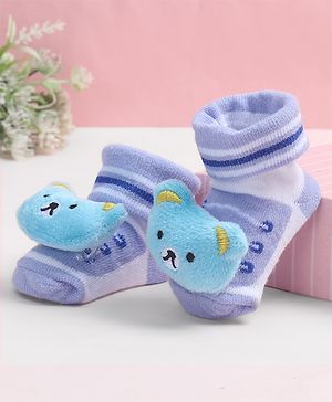 Cute Walk by Babyhug Socks Shoes With Teddy Applique - Multicolor