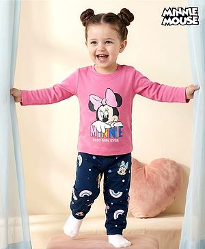 Babyhug Disney Single Jersey Knit Full Sleeves T-Shirt & Pyjama Night Suit With Minnie Mouse Graphics - Multicolor