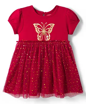 Babyhug Cotton Knit One Piece
                                  Dresses / Frocks with Butterfly Print
                                  Dark Pink 2-3 Years