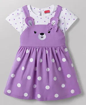 Babyhug Cotton Knit Frocks with
                                  Inner Tee Polka Dot Lavender 3-4
                                  Years