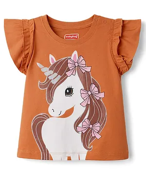 Babyhug Cotton Knit Half Sleeves
                              T-Shirt With Unicorn Print - Multicolor