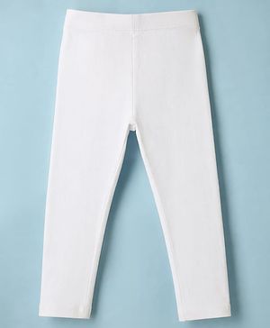 Babyhug Lycra Knit Full Length Solid Leggings - White