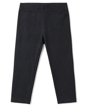 Babyhug Lycra Knit Full Length Solid Leggings - Black