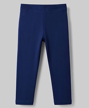 Babyhug Lycra Knit Full Length Solid Leggings - Navy Blue
