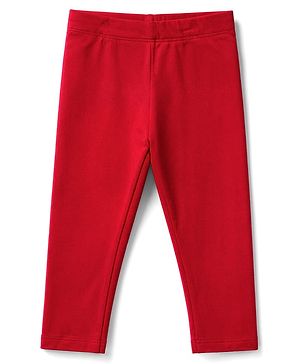 Babyhug Lycra Knit Full Length Solid Leggings - Red