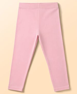 Babyhug Lycra Knit Full Length Solid Leggings - Pink