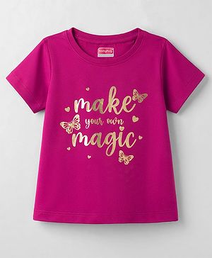Babyhug Cotton Knit T-Shirt Half Sleeves Round Neck Foil Detailing Multi Color 6-9 Months