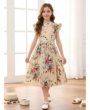 Bolly Lounge Cotton Blend Woven
                                  Sleeveless Floral Printed Dress -
                                  Cream