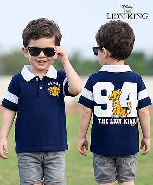 Babyhug Disney Cotton Knit Polo T-Shirt with Lion King Graphic Half Sleeves Polo Neck Multi Color 9-12 Months