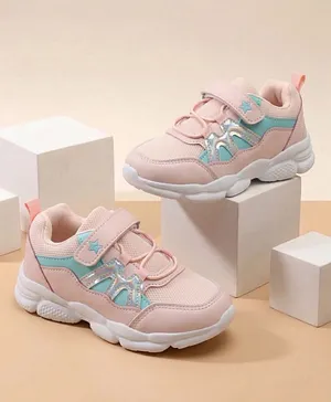 Cute Walk by Babyhug Velcro Closure Foil
                      Printed Sneaker Shoes - Pink