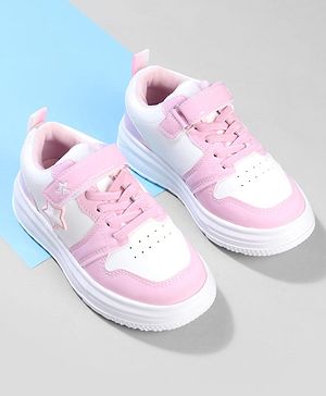 Cute Walk by Babyhug Velcro Closure Sneaker with Star Applique - Pink