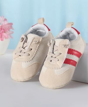 Cute Walk by Babyhug Lace Up Booties with Stripes - Red