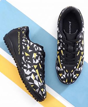 Pine Active Lace Closure Geometric Printed Football Shoes - Black