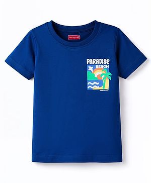 Babyhug Cotton Knit T-Shirt Half Sleeves Oversized Tee with Front & Back Print Multi Color 12-18 Months
