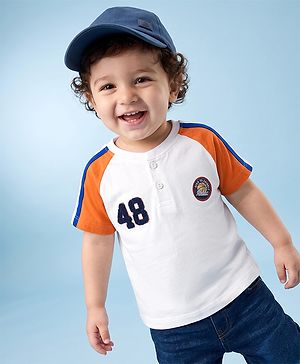 Babyhug 100% Cotton Knit Half Sleeves T-Shirt With Text Print - White