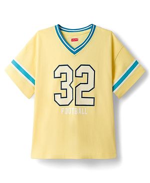 Babyhug Cotton Knit T-Shirt Oversized Half Sleeves with Graphics Yellow 12-18 Months