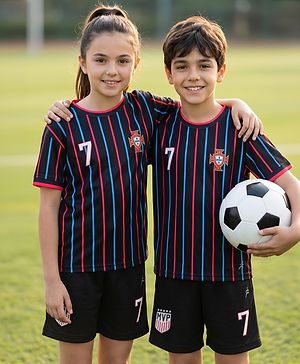 Pine Active Knit Half Sleeves Striped T-Shirt & Shorts Set - Black