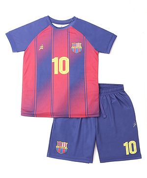 Pine Active Knit Half Sleeves T-Shirt & Shorts Football Set - Light Blue