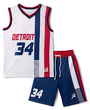 Pine Active Knit Sleeveless Printed Tank T-Shirt & Shorts Set - Navy Blue