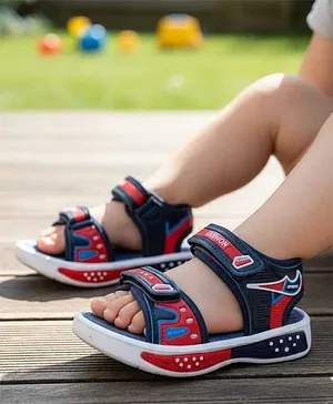 Binos Colour Blocked Velcro Closure Sandals -
                      Navy & Red