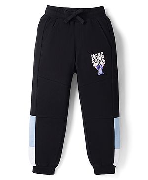 Pine Kids Disney 100% Cotton Knit Full Length Cut N Sew Track Pant Stitch Graphic- Black