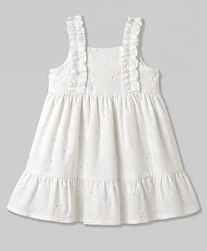 Babyhug Cotton Woven One Piece
                                  Dress Sleeveless Embroidered White 5-6
                                  Years